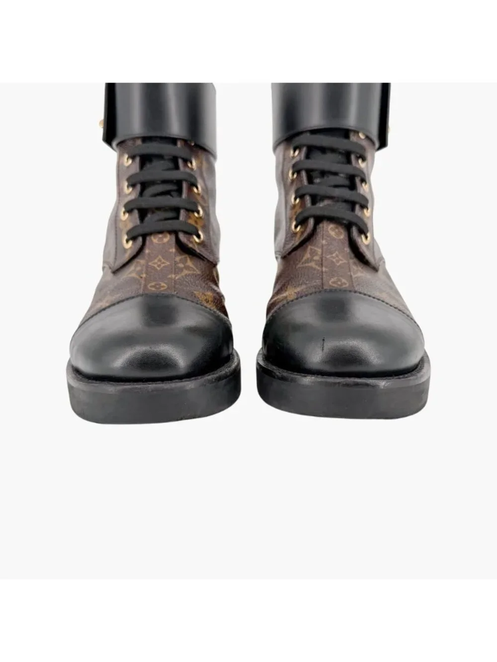 Louis Vuitton Ranger Wonderland Combat Boots Brown LV Size 36.5 US 6.5 Women’s